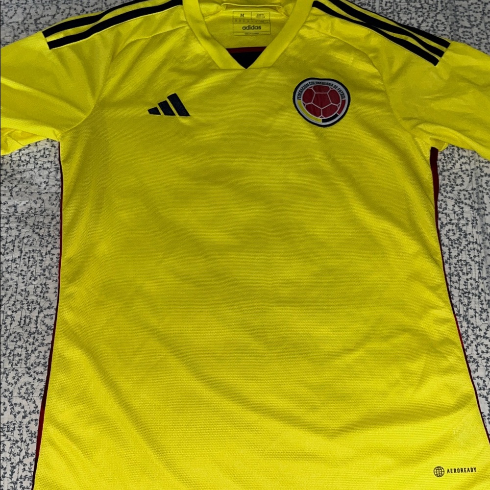Adidas Bright Yellow Soccer Jersey with Emblem